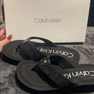 Calvin Klein platform flip flops NEW IN BOX